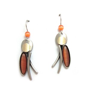 Oval Burnt Orange Two-tone Earrings by Christophe Poly